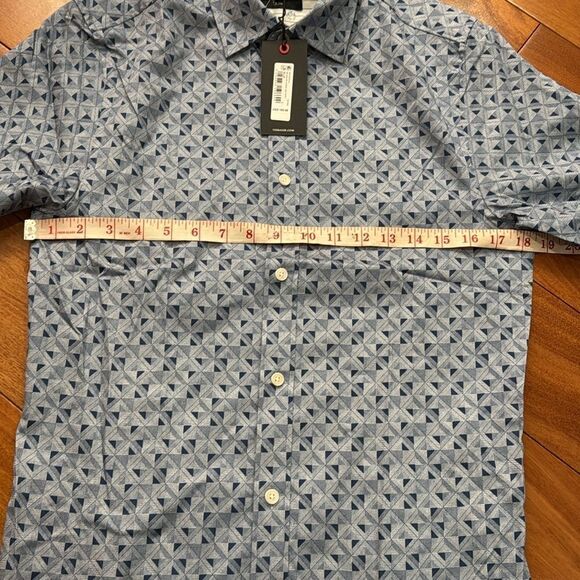 NWT Ted Baker Blue Barhill Square Ombre geometric Shirt Size 2 US S - Picture 11 of 12